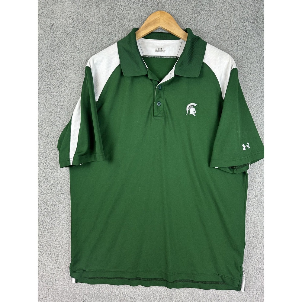 Michigan State Spartans Shirt Mens Large NCAA Basketball Under Armour Rugby Men